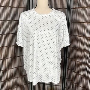 Loft Outlet Blue White Polka Dot Ruffle Tee XL